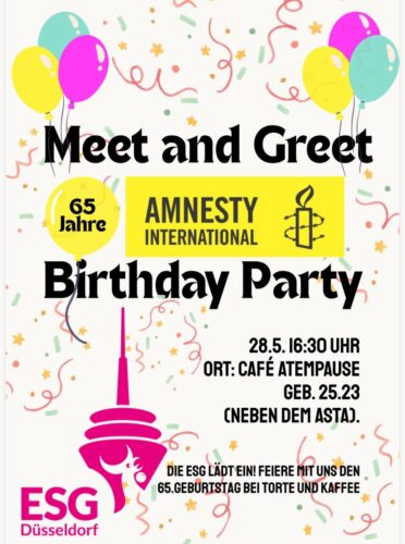 65. Geburtstag von Amnesty International an der HHU - Einladung