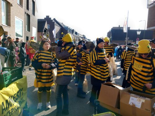 Amnesty Fußgruppe beim Düsseldorfer Karneval 2026 in Bienenkostümen