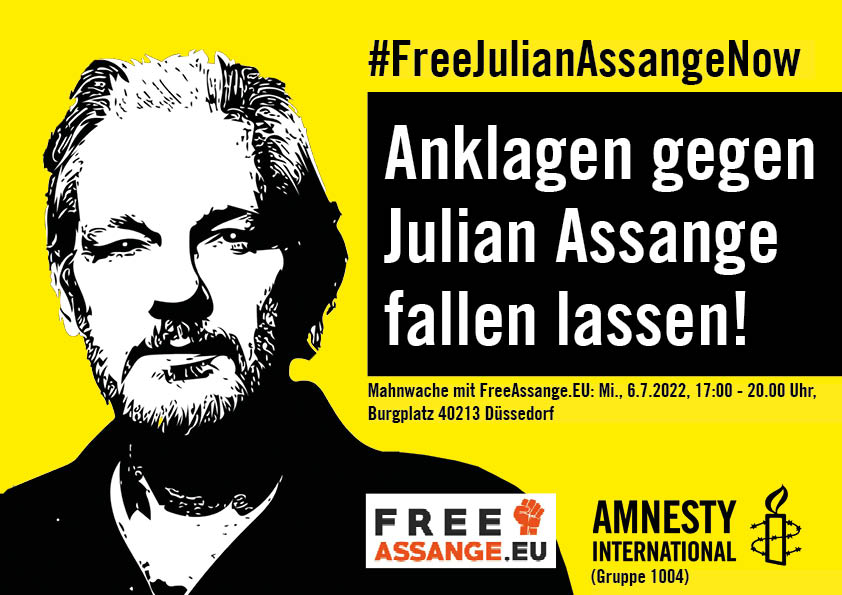 Mahnwache für Julian Assange (Kooperation von FreeAssange.EU und AI-Gruppe  1004) – Bezirk Düsseldorf