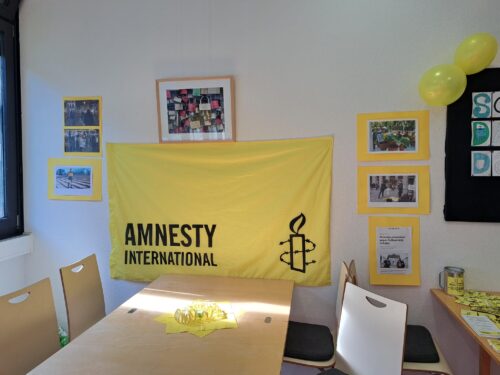 65. Geburtstag von Amnesty International an der HHU - Banner